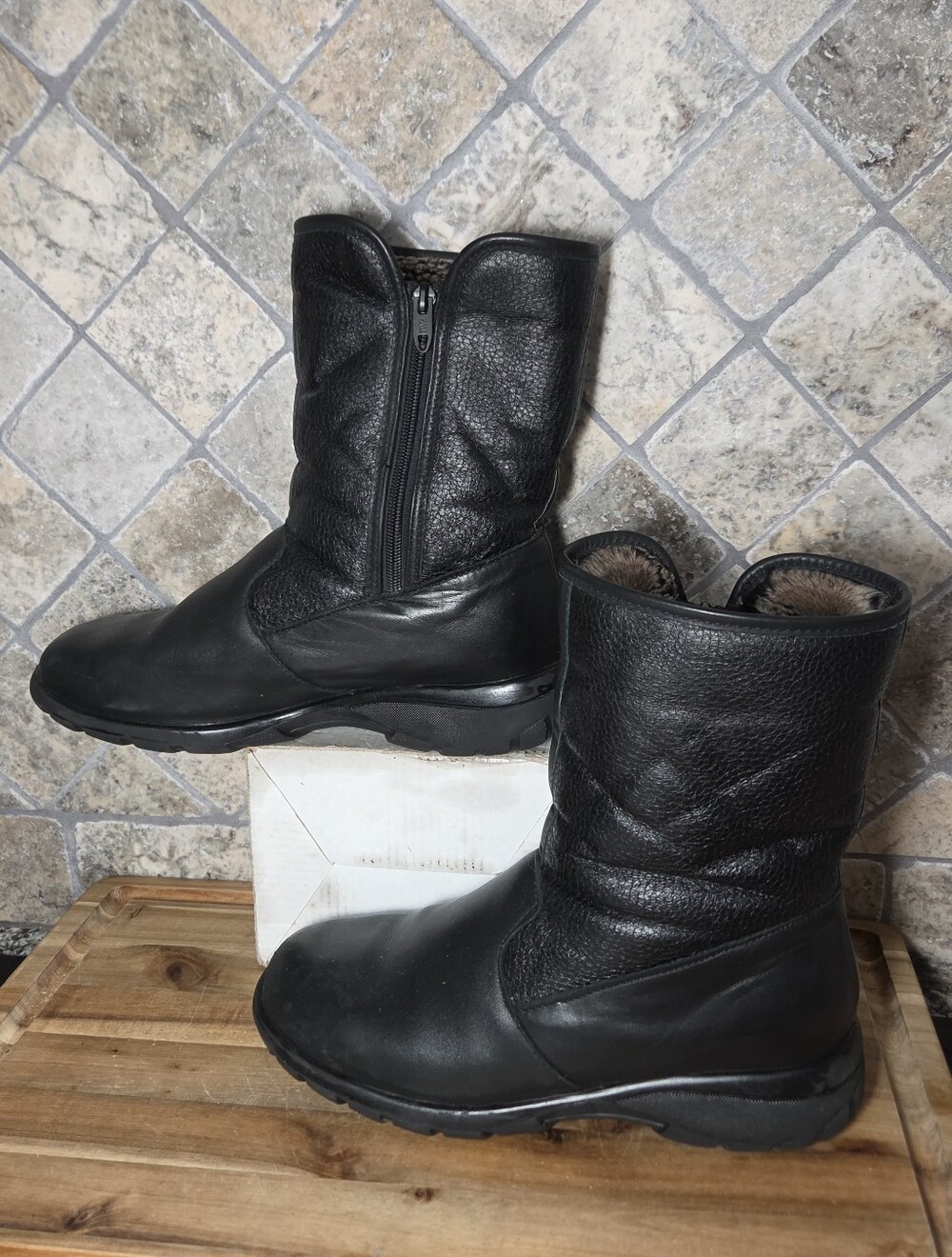 Womans Toe Warmers Shield Waterproof Black Leather Winter Boots 8W